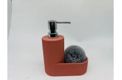China 2N1 Polyresin Soap Dispenser with Cleaning Ball on Side Tray Lotion Dispenser supplier