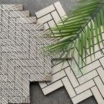 Morden Fish Bone Marble Mosaic Background Wall Tiles For Living Room