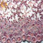 ODM Fuchsia Lace Fabric Embroidered 80% Nylon With Glitter Decoration for sale