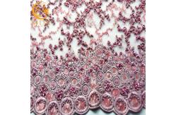 China ODM Fuchsia Lace Fabric Embroidered 80% Nylon With Glitter Decoration supplier