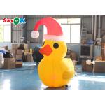 Yellow 2m Inflatable Christmas Duck With Hat Courtyard Decoration