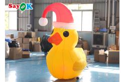 China Yellow 2m Inflatable Christmas Duck With Hat Courtyard Decoration supplier
