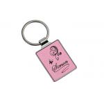 Laser Engraving Logo Leather Key Chains 55mm 4mm Pink Key Ring Advertising for sale