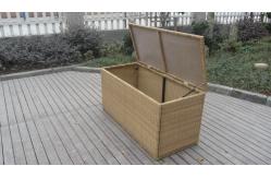 China Resin Wicker Storage Box , All Weather Plastic Rattan Cushion Box supplier