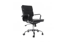 China Middle Back Modern Manager Office Chairs Black Coating Sled Frame supplier