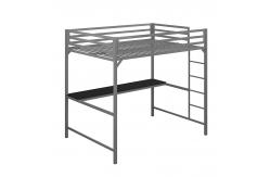 China Gray Single Person Metal Frame Loft Bed With Study Desk Book Shelf supplier