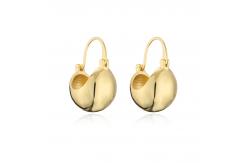 China 925 Sterling Silver Glossy 18k Gold Plated Brass Earrings Globe Ball Bag Shaped supplier