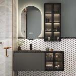 Top Carrara Bathroom Vanity Units Curved White Genuine Marble Color for sale