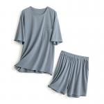 Silk XXL Mens Sleepwear Knitted 114cm Chest Blue Night Suit Loungewear Summer