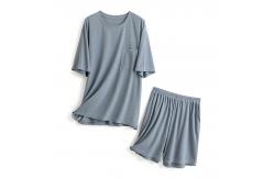China Silk XXL Mens Sleepwear Knitted 114cm Chest Blue Night Suit Loungewear Summer supplier
