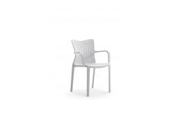 China White PP Training Room Tables And Chairs Plastic Dining Chairs With Armrest supplier