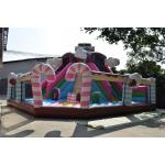 Pink Full Digital Painting Inflatable Fun City Candy World / Blow Up Amusement Park With High Dry Slide for sale