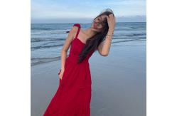 China Super Fairy Red 105cm Ladies Summer Beach Dresses supplier