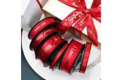 China Red Double Face Satin Grosgrain Printed Ribbon Christmas Packaging Gift supplier