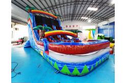 China Double Side Rainbow Bouncer Outdoor Inflatable Water Slides For Kindergarten supplier