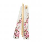 Eco Friendly SGS Round Bamboo Chopsticks Printed Sleeves Disposable for sale