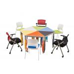 PVC Edge Office Table And Chair Set Height Adjustable With Castors