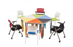 China PVC Edge Office Table And Chair Set Height Adjustable With Castors supplier