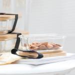 Promotional Bamboo Glass Bento Box Divided Lunch Box With Elastic Strap