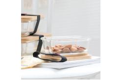 China Promotional Bamboo Glass Bento Box Divided Lunch Box With Elastic Strap supplier