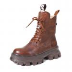 China HZM042 Single Shoes Women'S Spring New Thick Heel Pointed Literary Single Shoes Retro Soft Leather Mules Leather Shoes W manufacturer