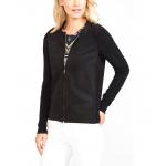 Knitted Ladies Cardigan Sweaters , Faux Suede Front Black Cardigan Sweater for sale