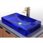 Glazed Rectangular Bathroom Wash Basins Countertop Mounted