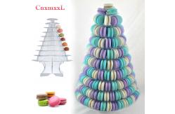 China Classic Plastic 10 Tier Macaron Tower Pyramid Macaron Stand Case supplier