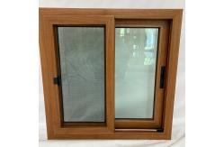 China UPVC Wood Foil Double Sliding Windows Custom European Style Energy Efficient supplier