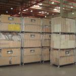 Folding Stackable Wire Mesh Pallet Cage , Warehouse Wire Mesh Storage Cage