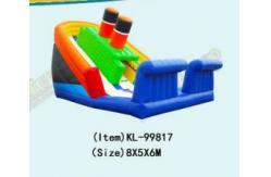 China Orange And Green Inflatable Slides With White Sliding Surface supplier