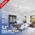 Modern Design Flush Mount Ceiling Fan with Wood Blades by 1stshine and App Control for sale