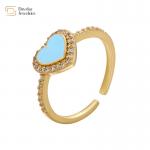 18k Gold Plated Dripping Oil Rings Adjustable Enamel Heart For Women