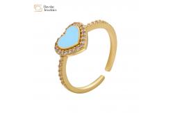 China 18k Gold Plated Dripping Oil Rings Adjustable Enamel Heart For Women supplier