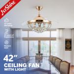 Controlling Mode WIFI Crystal LED Ceiling Fan Light with Hidden Blades and Wall Control for sale