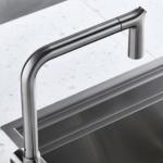 Flexible Brushed Nickel Kitchen Sink Faucet Single Hole Taps With PEX Hose for sale