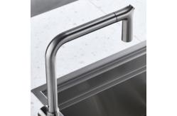 China Flexible Brushed Nickel Kitchen Sink Faucet Single Hole Taps With PEX Hose supplier