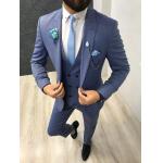 70% Wool 30% Poly Blue Groom Tuxedo Suit For Wedding for sale
