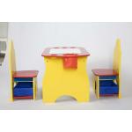 W60*D44.5*H47.5CM Children Wooden Desk With 2 Chairs for sale