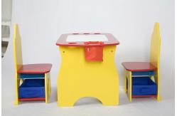 China W60*D44.5*H47.5CM Children Wooden Desk With 2 Chairs supplier