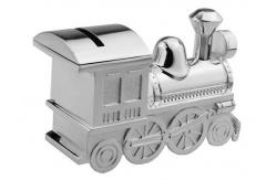 China Classical Silver Plating Zinc Alloy Train Coin Bank 145*55*85mm OEM supplier