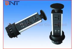 China Black Kitchen Pop Up Power Outlet , Vertical Pull Up Countertop Sockets supplier