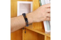 China Adjustable Double Layer Handmade Triple Stone Braided Rope Healing Bracelet supplier