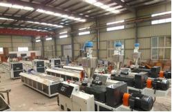 China WPC Sheet Plastic Extrusion Machine , Conical Twin Screw Extruder supplier