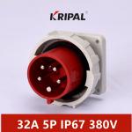 32A 5P Waterproof Industrial Plugs 380V IP67 Electrical Power Panel Mounted for sale
