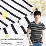 Yarn Dyed Single Jersey Fabric Custom Cotton Stripe Knit Material For T-Shirt for sale