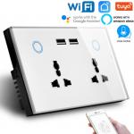 2200W Glass Wall Socket 15A Touch Socket Switch Double APP Control