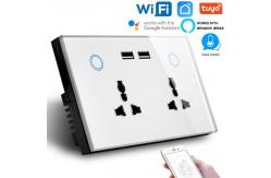 China 2200W Glass Wall Socket 15A Touch Socket Switch Double APP Control supplier