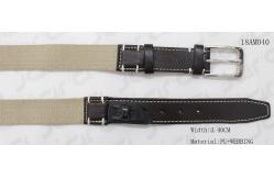 China PU Buckle Part Coffee Polyester Webbing Belt PU Tip Available 3.4cm Width supplier