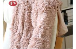 China Pink PV Plush Long Faux Fur Blanket , Luxury super soft shaggy fleece fuzzy plush blanket for sofa ,couch supplier